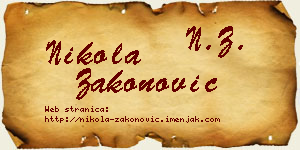 Nikola Zakonović vizit kartica